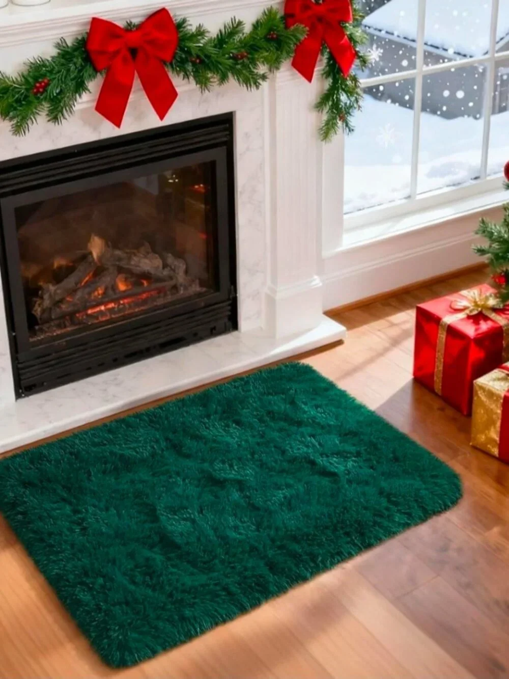 2x3 Feet Soft Modern Indoor Shaggy Area Rug, Non-Slip Plush Fluffy Furry 2 Pcs